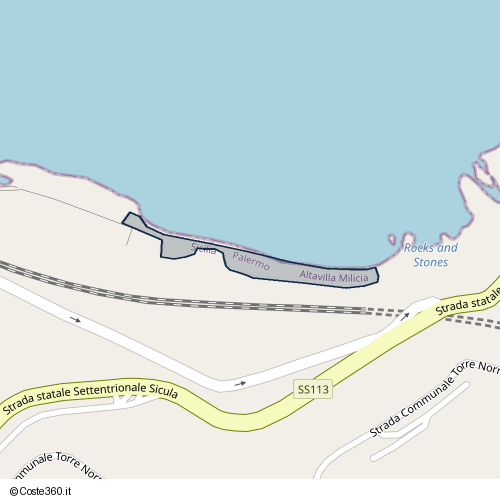 Posizione della spiaggia Spiaggia nei pressi di Altavilla Milicia, 90010