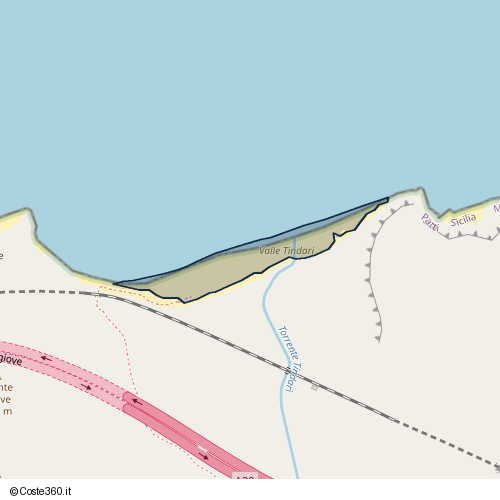 Posizione della spiaggia Spiaggia nei pressi di Autostrada Messina-Palermo, Patti, 98066