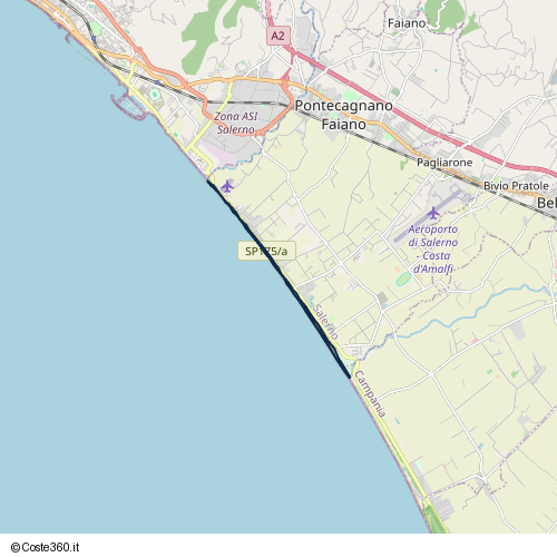 Posizione della spiaggia Spiaggia nei pressi di Via Lago Trasimeno, Pontecagnano Faiano, 84098