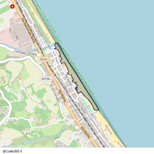 Posizione della spiaggia Spiaggia nei pressi di Via Taranto 70, Silvi Paese, Silvi, 64028