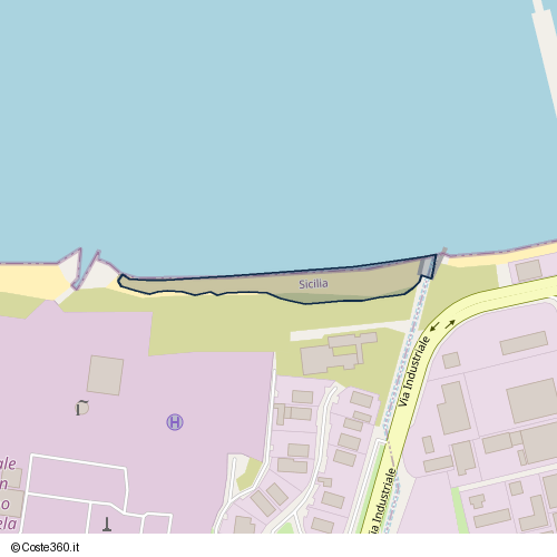 Posizione della spiaggia Spiaggia nei pressi di Via Industriale, Pace del Mela, 98042