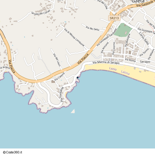 Posizione della spiaggia Spiaggia nei pressi di Via Fontania, Gaeta, 04024