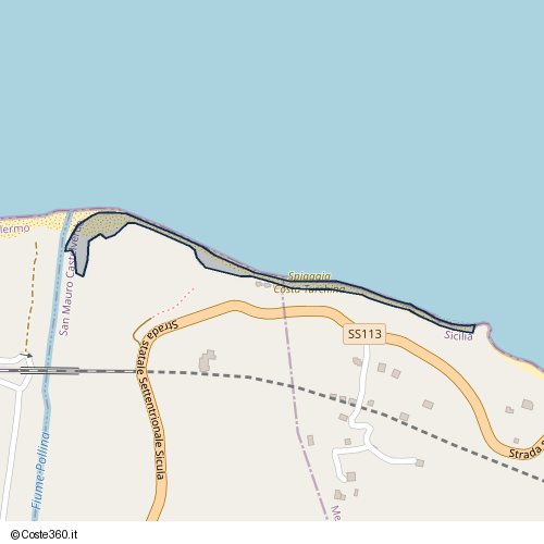 Posizione della spiaggia Spiaggia nei pressi di Strada statale Settentrionale Sicula, Tusa, 98079