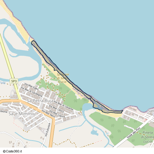 Posizione della spiaggia Spiaggia nei pressi di Via Mar di Corsica, Thiniscole/Siniscola, 08029