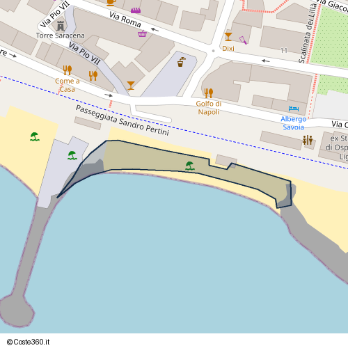 Posizione della spiaggia Spiaggia nei pressi di Passeggiata Sandro Pertini, Ospedaletti, 18014