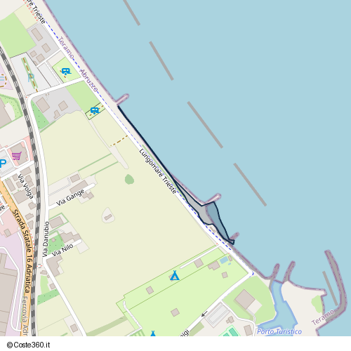 Posizione della spiaggia Spiaggia nei pressi di Lungomare Trieste, Roseto degli Abruzzi, 64026