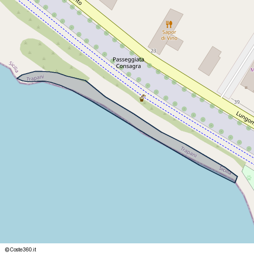 Posizione della spiaggia Spiaggia nei pressi di Passeggiata Consagra, Mazara del Vallo, 91026