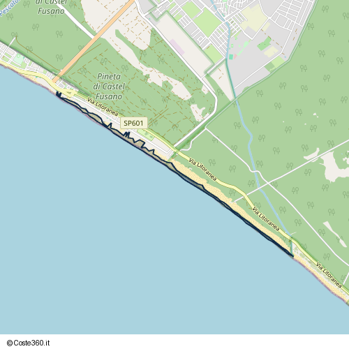 Posizione della spiaggia Spiaggia nei pressi di Lido di Castel Fusano, Roma