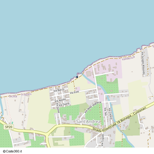 Posizione della spiaggia Spiaggia nei pressi di Via Eolo, Valderice, 91019