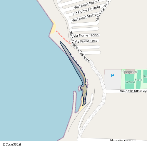 Posizione della spiaggia Spiaggia nei pressi di Via del Golfo di Squillace, Isola di Capo Rizzuto