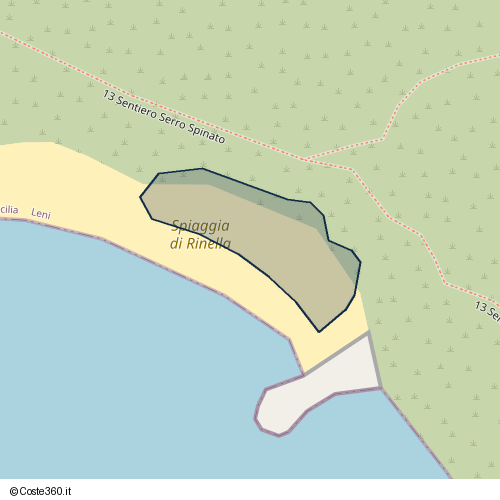 Posizione della spiaggia Spiaggia nei pressi di 13 Sentiero Serro Spinato, Leni, 98050