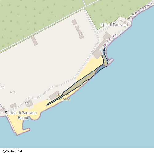 Posizione della spiaggia Spiaggia nei pressi di Via dei Bagni 171, Monfalcone, 34074