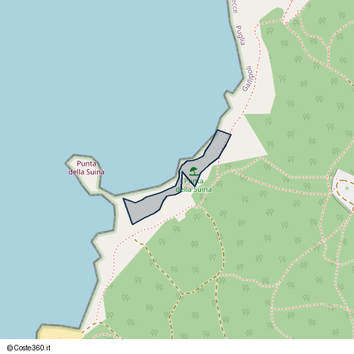 Posizione della spiaggia Spiaggia nei pressi di Strada Punta della Suina, Gallipoli