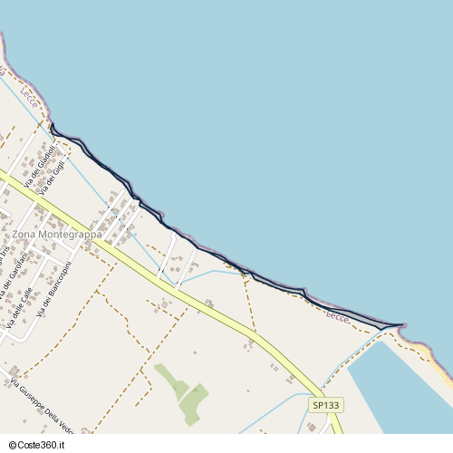 Posizione della spiaggia Spiaggia nei pressi di Via della Ginura, Lecce