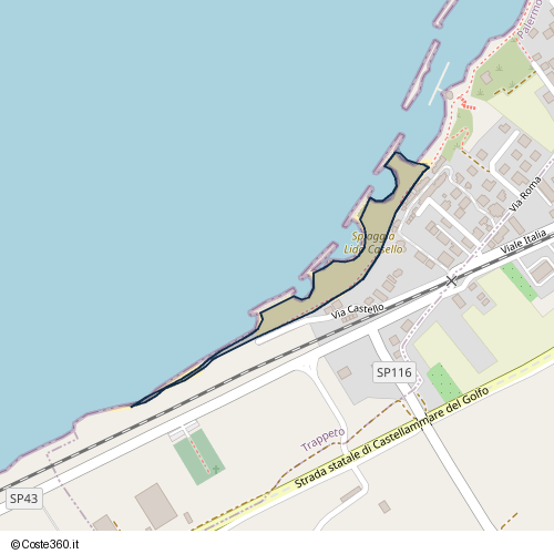 Posizione della spiaggia Spiaggia nei pressi di Via Castello, Trappeto, 90040