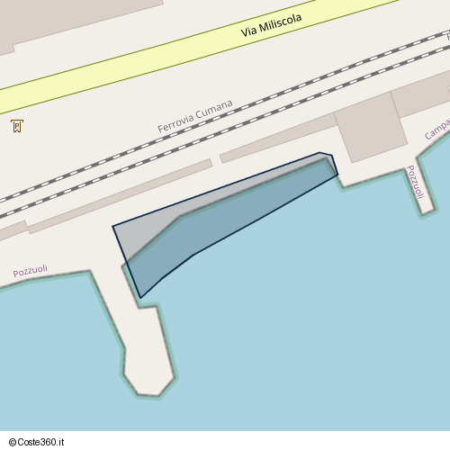 Posizione della spiaggia Spiaggia nei pressi di Via Miliscola, Pozzuoli, 80078
