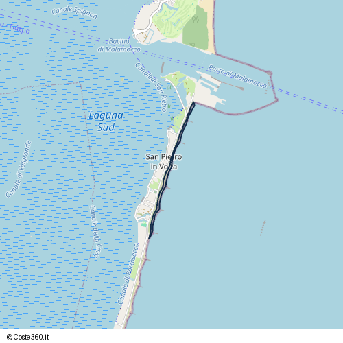 Posizione della spiaggia Spiaggia nei pressi di Strada Comunale dei Murazzi, Lido-Pellestrina, Venezia