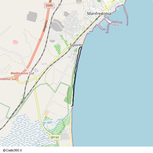 Posizione della spiaggia Spiaggia nei pressi di Lungomare del Sole, Siponto, Manfredonia, 71043