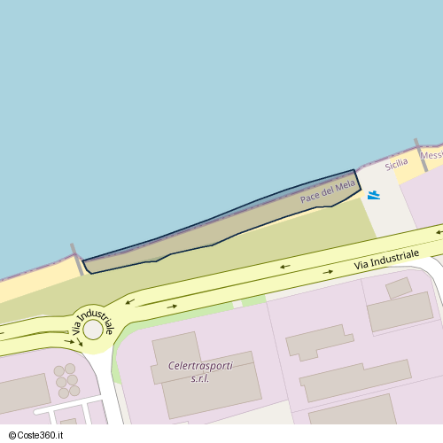 Posizione della spiaggia Spiaggia nei pressi di Via Industriale, Pace del Mela, 98042