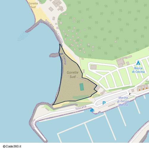 Posizione della spiaggia Spiaggia nei pressi di Via Guado alle Vacche, Marina di Cecina, Cecina, 57023