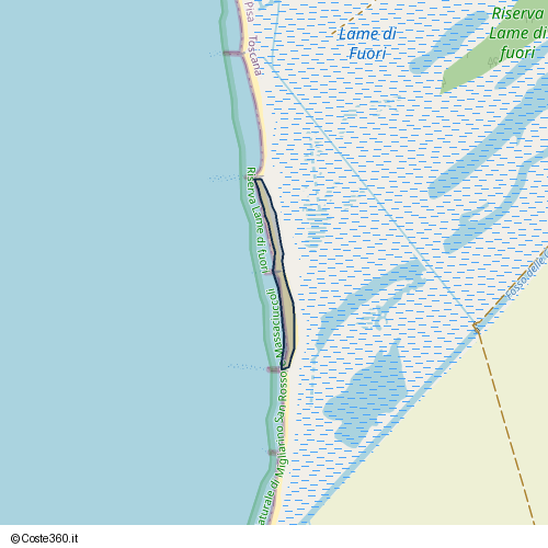 Posizione della spiaggia Spiaggia nei pressi di Pisa
