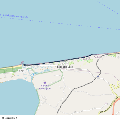 Posizione della spiaggia Spiaggia nei pressi di SS89, Lido del Sole