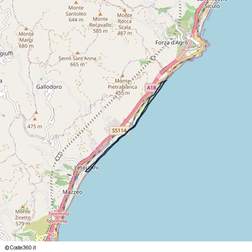 Posizione della spiaggia Spiaggia nei pressi di Via San Filippo, Letojanni, 98037