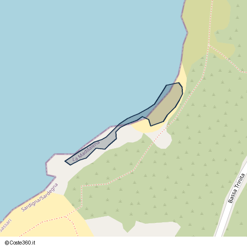 Posizione della spiaggia Spiaggia nei pressi di Bassa Trinita, La Maddalena, 07024