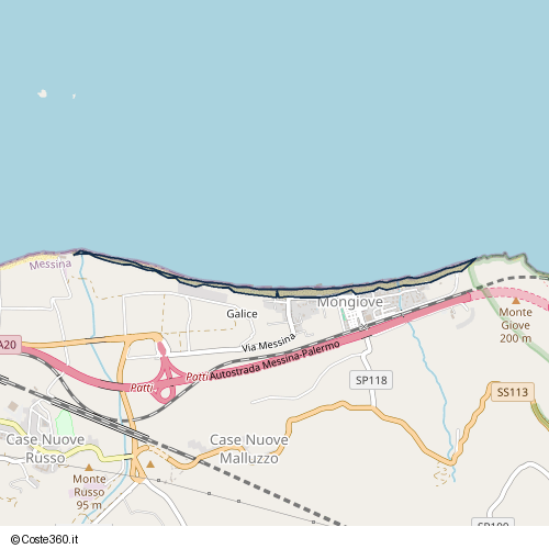 Posizione della spiaggia Spiaggia nei pressi di Via Messina, Patti, 98066