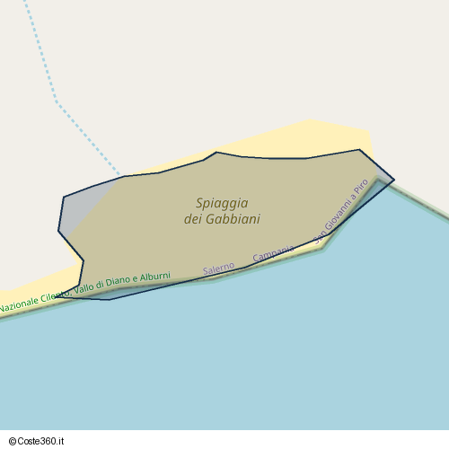 Posizione della spiaggia Spiaggia nei pressi di il Vallone Del Marcellino, San Giovanni a Piro