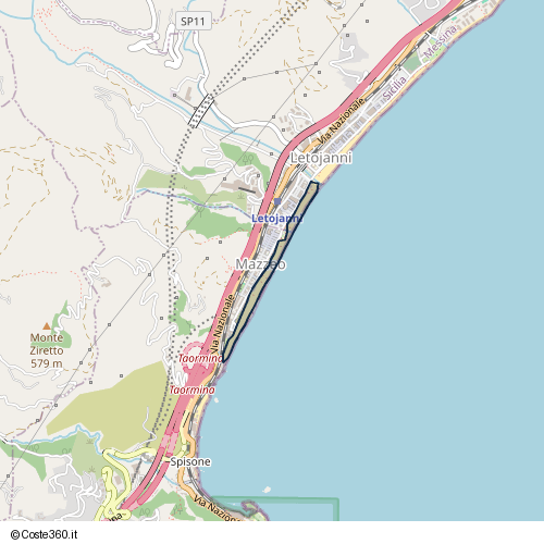 Posizione della spiaggia Spiaggia nei pressi di Via Vitaliano Brancati, Taormina, 98039