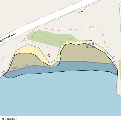 Posizione della spiaggia Spiaggia nei pressi di Strada provinciale Pozzallo-Marza, Ispica, 97014