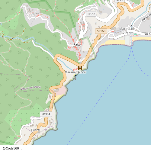 Posizione della spiaggia Spiaggia nei pressi di Via Costiera Amalfitana, Vietri sul Mare, 84019