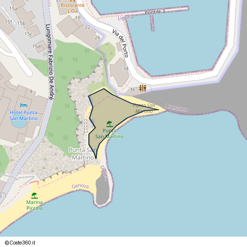 Posizione della spiaggia Spiaggia nei pressi di Via del Porto, Borghetto, Arenzano, 16011