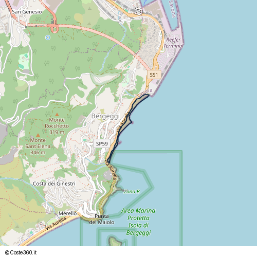 Posizione della spiaggia Spiaggia nei pressi di Via Aurelia, Bergeggi, 17047