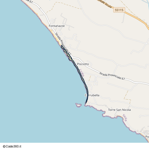 Posizione della spiaggia Spiaggia nei pressi di Licata, 92027