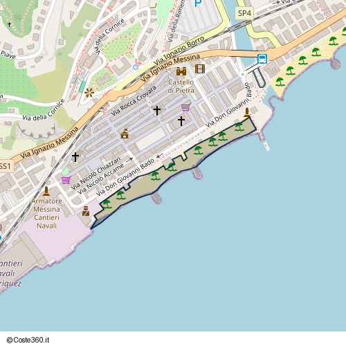 Posizione della spiaggia Spiaggia nei pressi di Via Don Giovanni Bado, Pietra Ligure, 17027