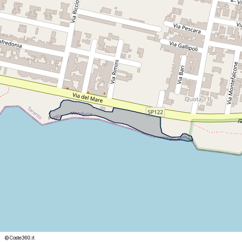 Posizione della spiaggia Spiaggia nei pressi di Via del Mare, Manduria