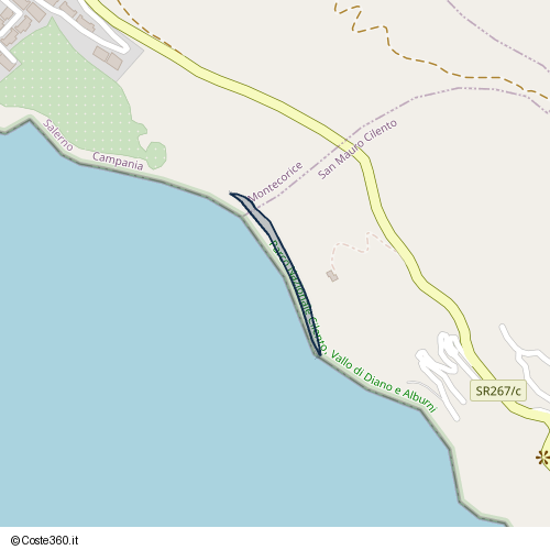 Posizione della spiaggia Spiaggia nei pressi di SR267/c, San Mauro Cilento