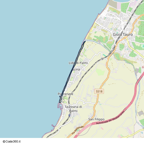 Posizione della spiaggia Spiaggia nei pressi di Palmi, 89052
