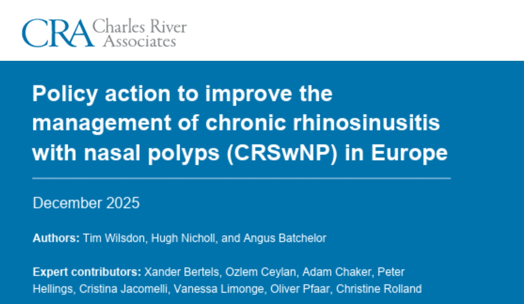 Charles River Associates Policy action CRSwNP in Europe