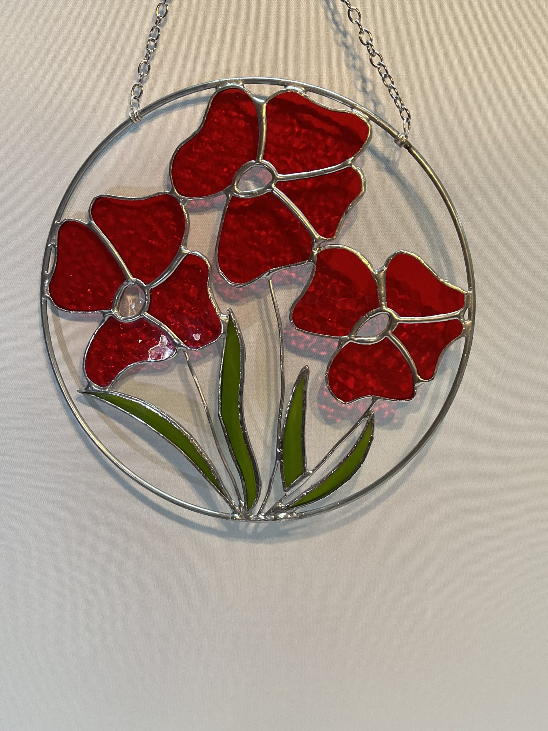 Glasinloodkado Klaproosring rood - Afbeelding 2