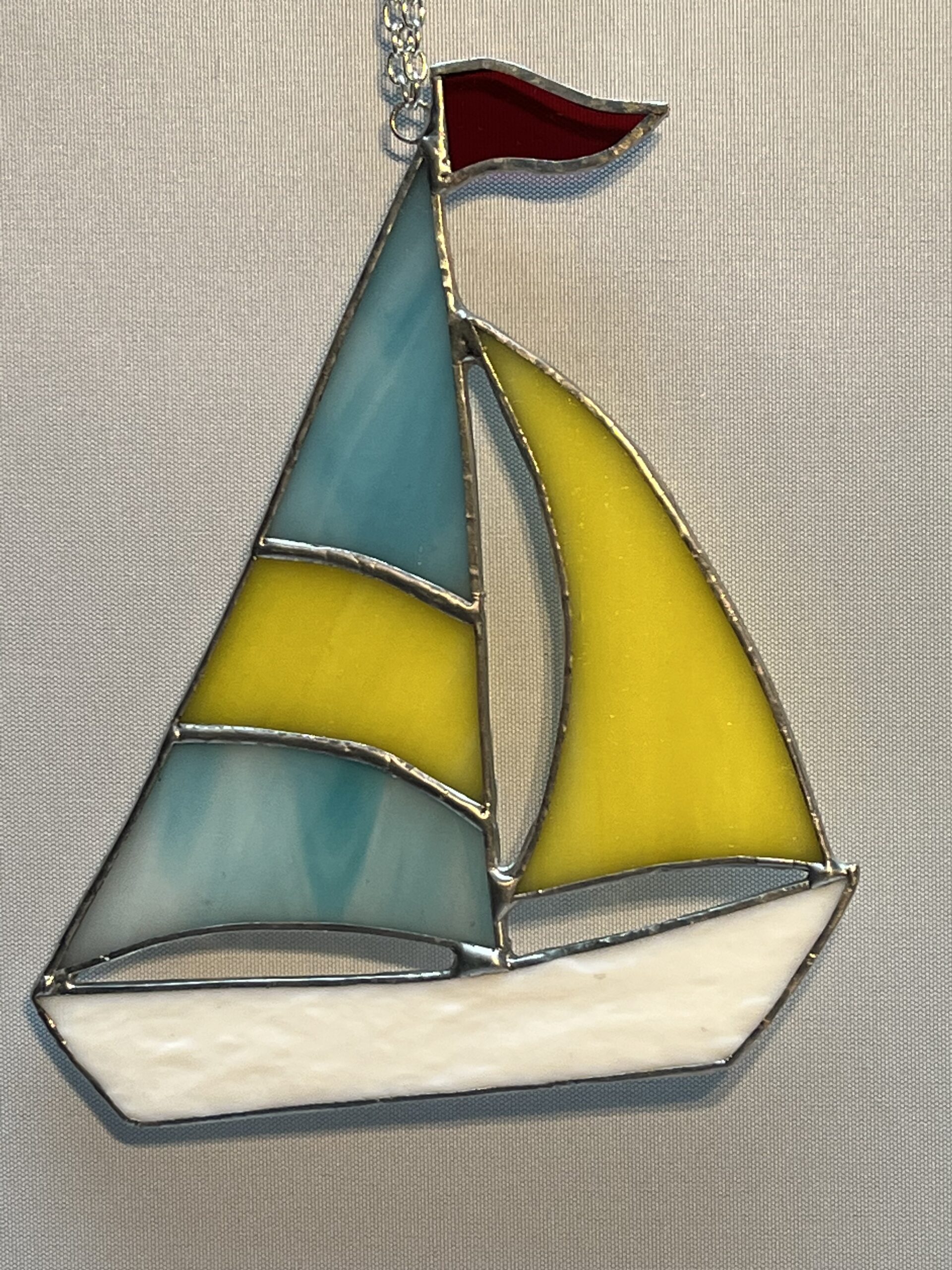 Glasinloodkado zeilboot gele fok - Afbeelding 2