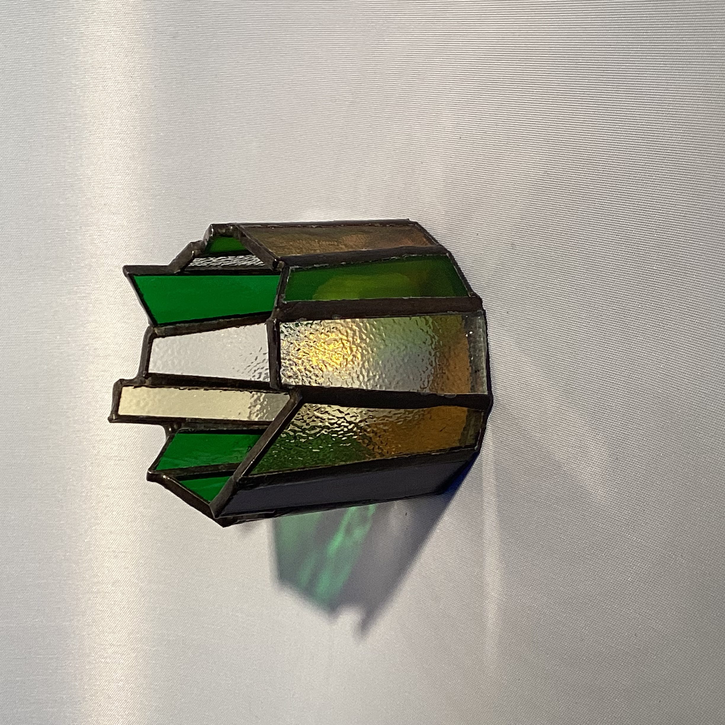 Glasinloodkado waxinelichthouder groen geel - Afbeelding 2