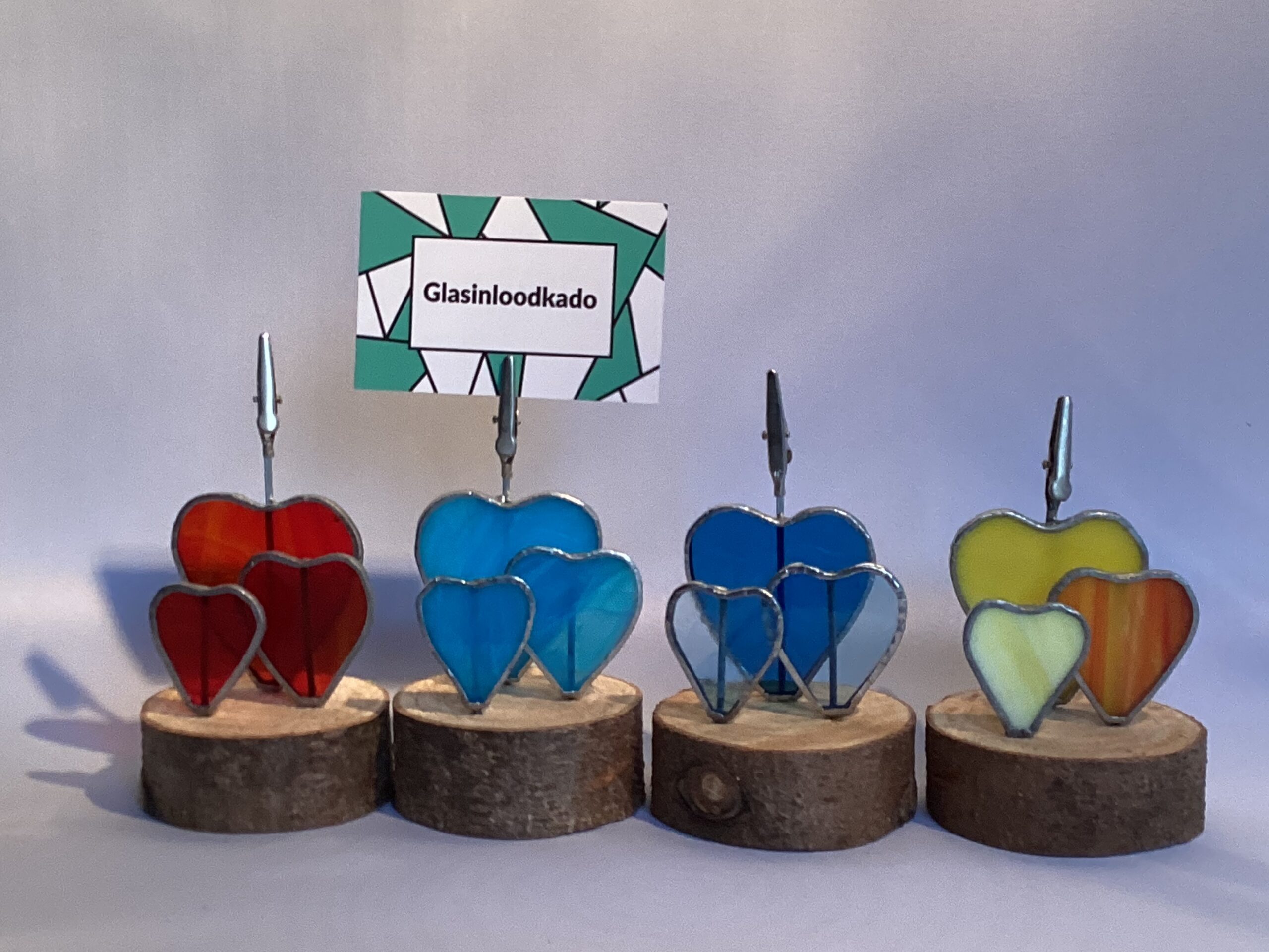 Glasinloodkado Naamkaartenhouder tinten blauw - Afbeelding 3