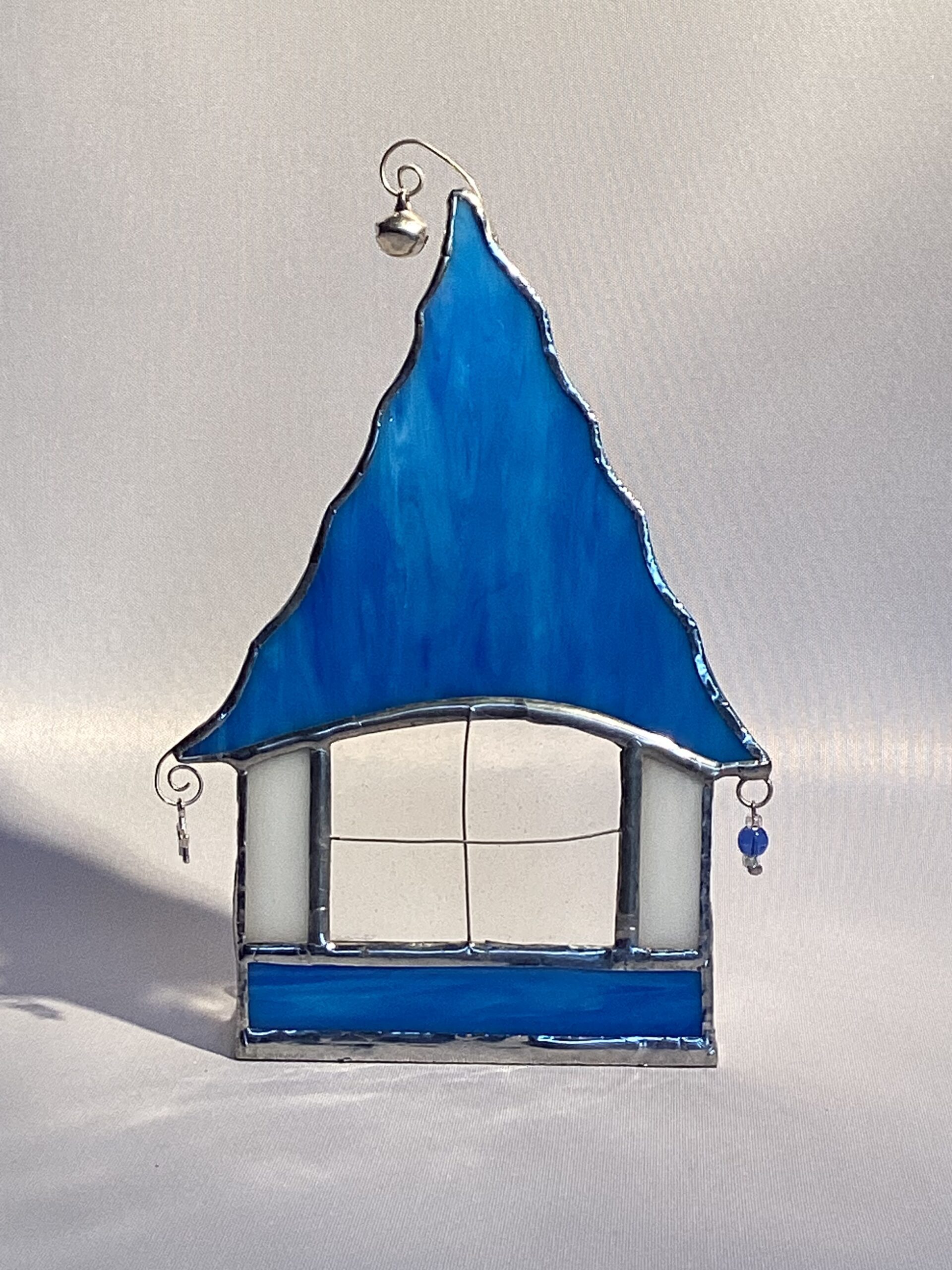 Glasinlood Waxine huis blauw
