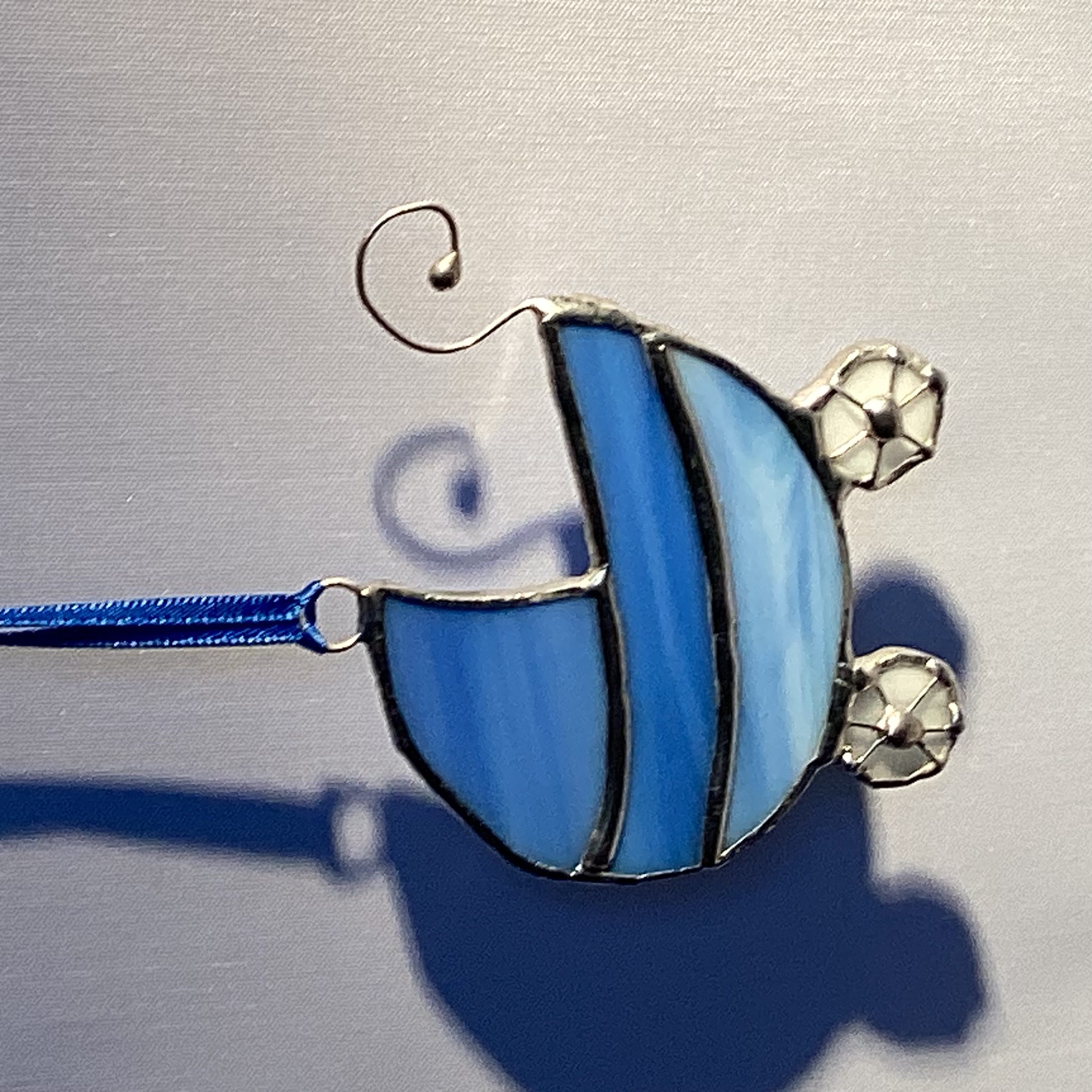 Glasinloodkado blauwe kinderwagen