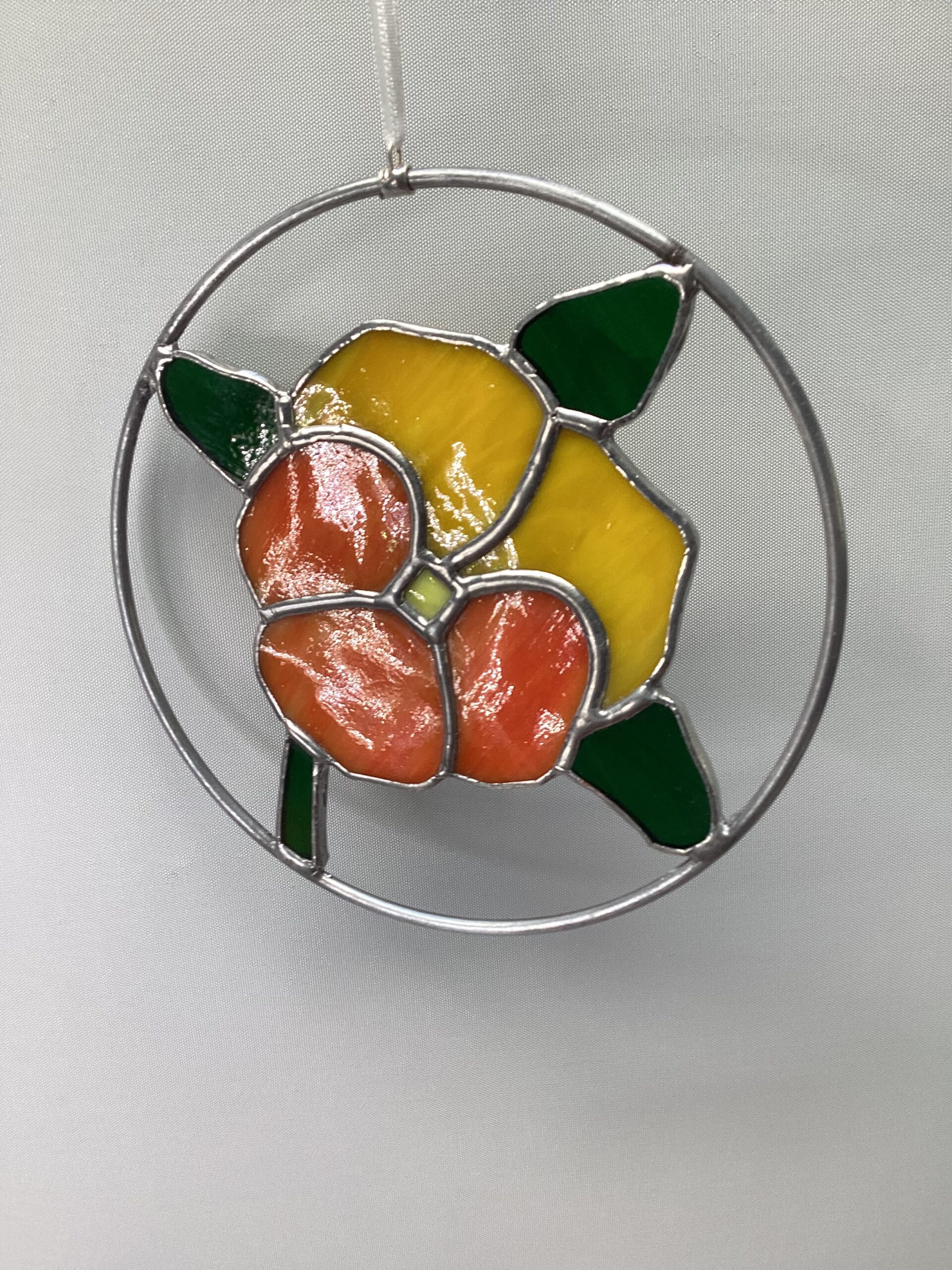 Glasinloodkado Geel Oranje Viooltje - Afbeelding 2