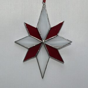 Glasinloodkado ster rood wit