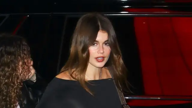 Cindy Crawford's daughter Kaia Gerber bra-less under a very sheer top